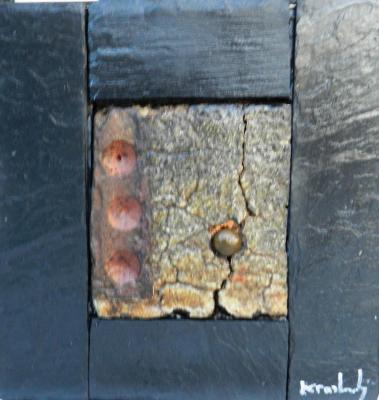 Craquelures - 21X21 cm - brique vernissée/ardoise