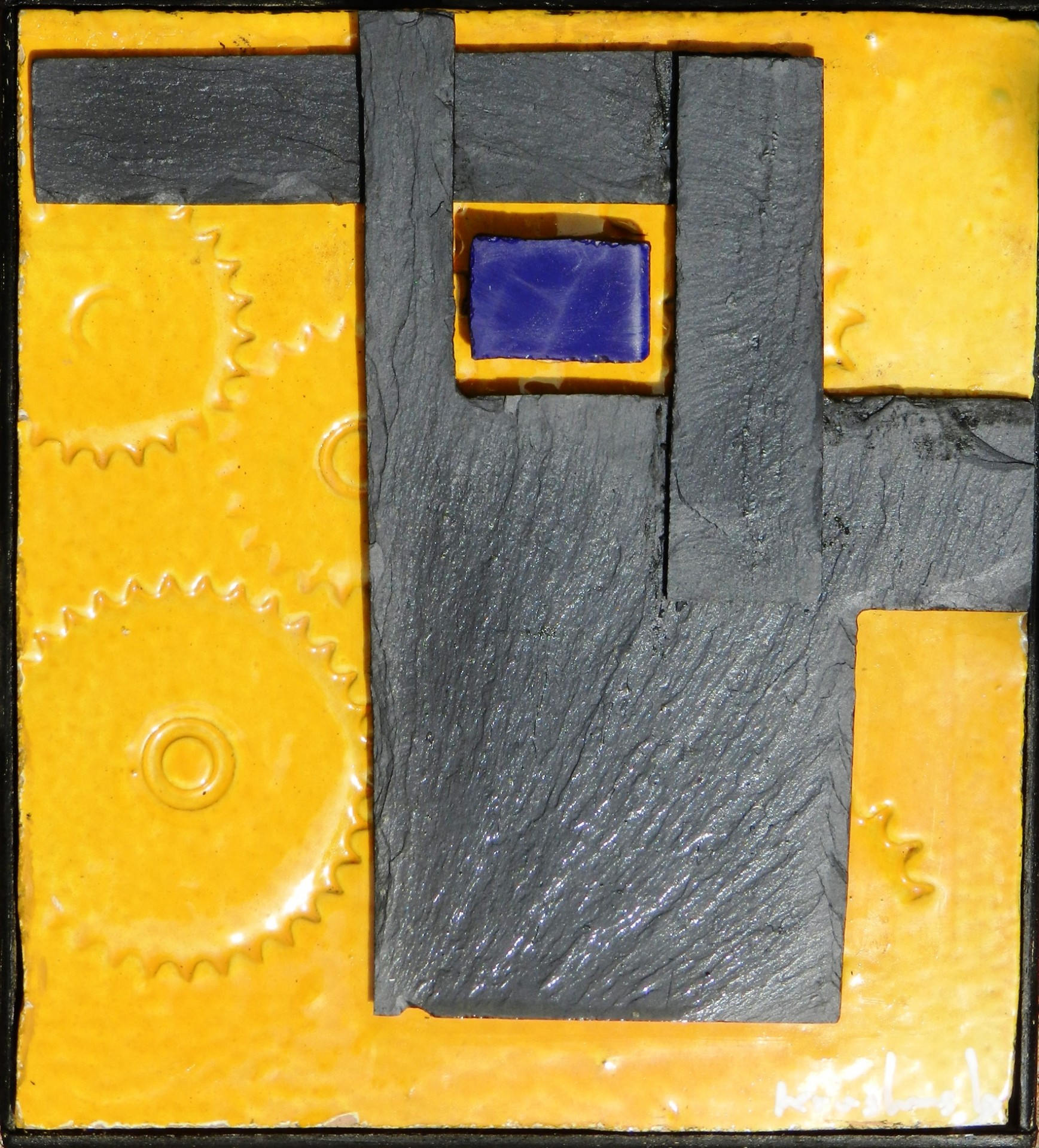 Heure dorée 2 - 21X23 cm - céramique/carreau émaillé/ardoise
