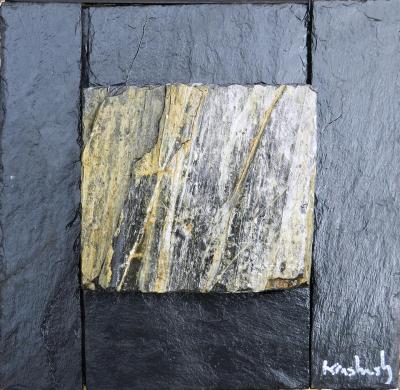 Stries - 23X23 cm - schiste/ardoise